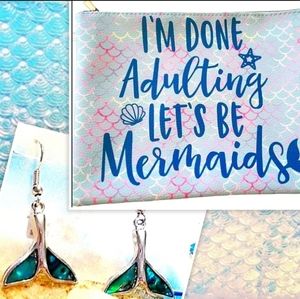 Earrings & Pouch Colorful MERMAID Summer Fun!